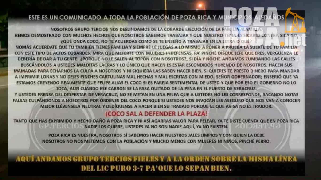 Narco-Manta en Pozo Petrolero: Grupo Delictivo se Deslinda de Asesinato