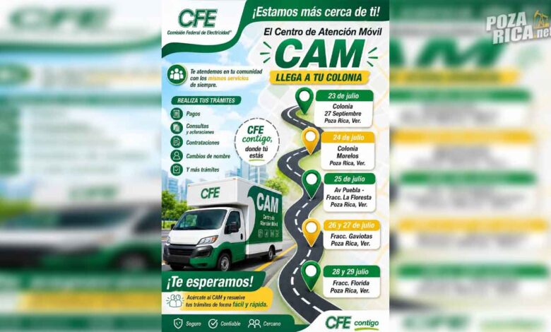 CFE llevará su Centro de Atención Móvil a cinco colonias de Poza Rica