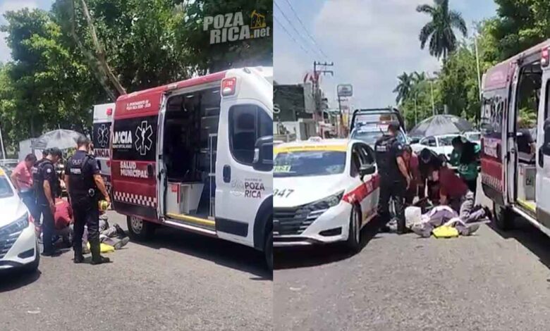 Muere taxista tras presunto infarto; pierde el control y provoca accidente en Poza Rica