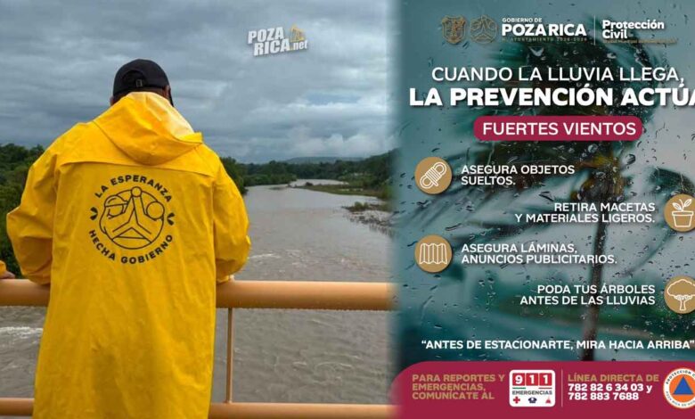Protección Civil Poza Rica emite recomendaciones ante fuertes vientos