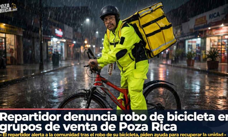 Repartidor denuncia robo de bicicleta en grupos de venta de Poza Rica