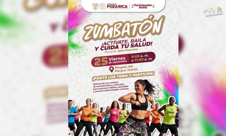 Zumbatón en Poza Rica: invitan a activarse y cuidar la salud este 25 de septiembre